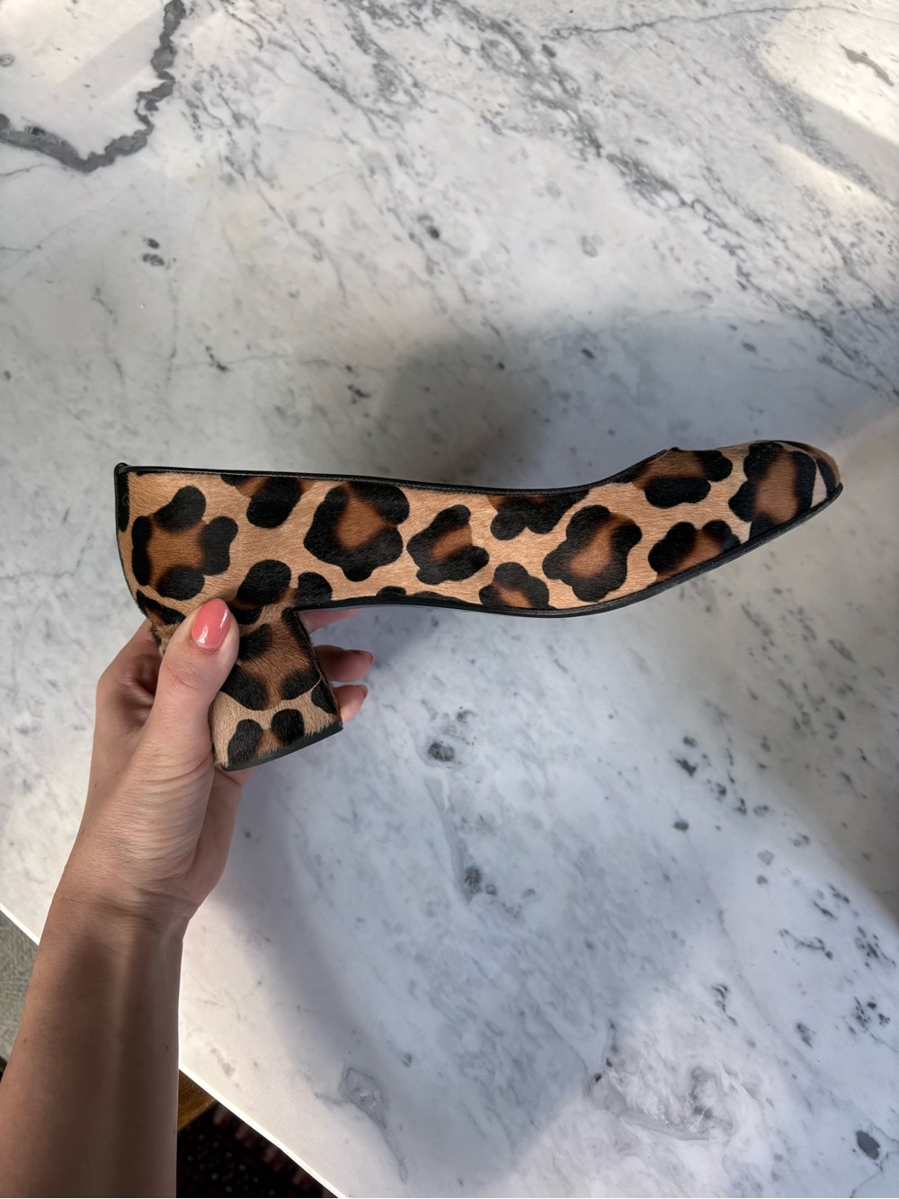 Margaux Leopard-Print Block Heel Pumps in Brown and Black - Picture 4 of 7